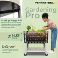 Permasteel Hochbeet Metall mit Rollen für Garten oder Balkon - Pflanzkübel groß außen 101x51x94 cm - Selbstbewässerungssystem, Wasserstandsanzeige und Ablassventil - US - Thumbnail 6