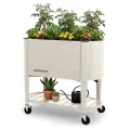 Permasteel Hochbeet Metall mit Rollen für Garten oder Balkon - Pflanzkübel groß außen 101x51x94 cm - Selbstbewässerungssystem, Wasserstandsanzeige und Ablassventil - US - Thumbnail 1