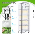 Abimars 5-stöckiges Mini-Gewächshaus mit Wachstumsleuchte, Regal höhenverstellbares Metall-Pflanzenregal mit PVC-Abdeckung und Rädern, inklusive 4er-Pack Vollspektrum-Pflanzenleuchten, 27,9 x 40,6 x - Thumbnail 6