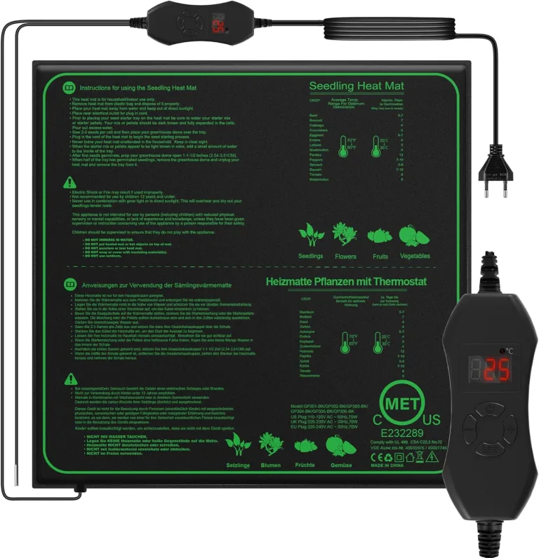 50W Heizmatte Pflanzen mit Thermostat - Schnelle Erwärmung, Feuerschutz, Wärmematte zur Keimung und Temperatur-Regulierung, ideal für Sämlinge, Haustiere und Reptilien (2er Pack) – Bild 8