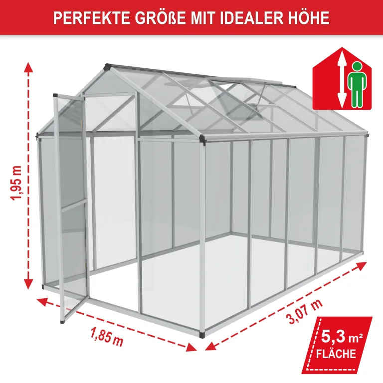 ONBEST stabiles Aluminium Gewächshaus mit Dachfenster – Garten Frühbeet ideal für die Anzucht von Tomaten Blumen – vielseitig nutzbar als Treibhaus, Tomatengewächshaus Pflanzenhaus (XXL) – Bild 2