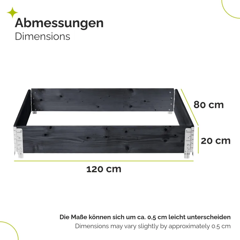 Garronda Hochbeete für Garten Palettenrahmen 120x80x20 cm Hochbeet Holz 1 Stück steckbar stapelbar faltbar für Pflanzen Blumen Kräuter Obst und Gemüse Anthrazit GD-0075 – Bild 2