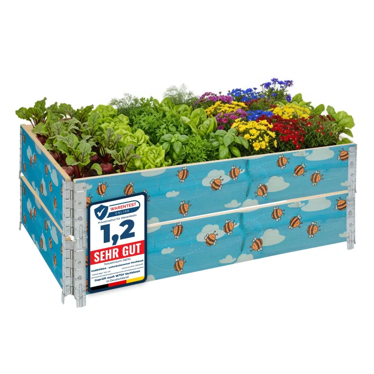Garronda Hochbeete für Garten Palettenrahmen 120x80x20 cm Hochbeet Holz 2 Stück steckbar stapelbar faltbar für Pflanzen Blumen Kräuter Obst und Gemüse Anthrazit GD-0075 – Bild 10