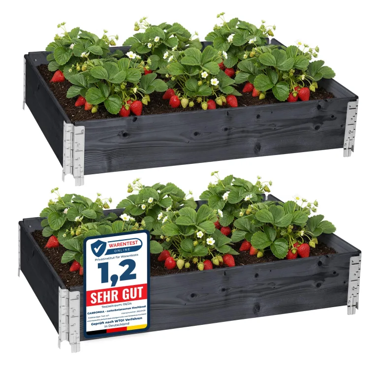 Garronda Hochbeete für Garten Palettenrahmen 120x80x20 cm Hochbeet Holz 2 Stück steckbar stapelbar faltbar für Pflanzen Blumen Kräuter Obst und Gemüse Anthrazit GD-0075 – Bild 1