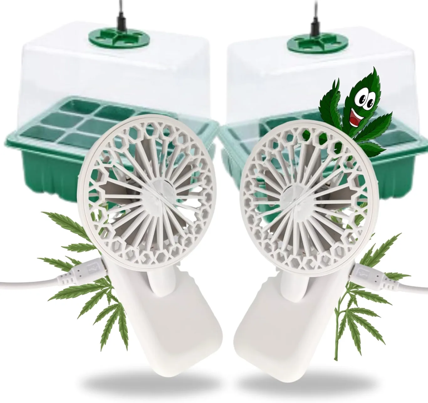 2 Stück Mini USB Ventilator Grow mit Clip Klipp Klemme Klemmventilator I Clipventilator für Zimmergewächshaus Gewächshaus klein Growbox - Bild 1