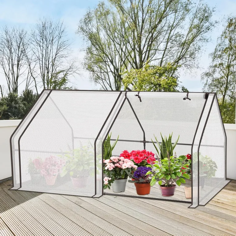 Sekey Gewächshaus Klein 180 x 90 x 90 cm, Hausform Tomatengewächshaus Stabil Winterfest, überwinterungszelt für Pflanzen Garten, Balkon, Indoor, Weiß – Bild 6