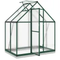 vidaXL Gewächshaus mit Fundamentrahmen, Pflanzenhaus mit Dachrinnensystem Flügeltür, Treibhaus für Pflanzen, Frühbeet, Grün Aluminimum - Thumbnail 4