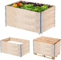 KADAX Palettenrahmen aus Holz, Stapelbare Holzrahmen, Aufsatzrahmen für Garten, Hochbeet Rahmen, Pflanzkasten, Gartenbeet, Gemüsebeet, Kräuterbeet (3-er Set 120x80x22,5 cm) - Thumbnail 7