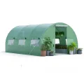 GOPLUS 4x3x2m Gewächshaus mit Metallrahmen, 12m² Gartengewächshäuser mit 6 Fenstern & 2 Türen, Foliengewächshaus für Bauernhof, Hinterhof & Garten (4x3x2m) - Thumbnail 1