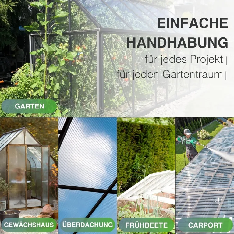 10x Gewächshausplatten 6mm I Polycarbonat Hohlkammerplatten für Gewächshäuser I PC Doppelstegplatten UV-beständig & bruchsicher I für Garten, Frühbeet uvm I 60,5cm x 150cm I Transparent – Bild 5