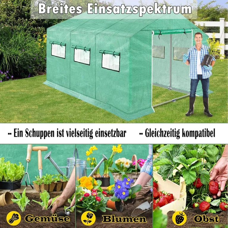Gewächshaus Foliengewächshaus 3x2x2m Gartengewächshäuser mit Fernster und Tür Treibhaus Tomatengewächshaus Tomatenhaus für Garten Pflanze, Grün – Bild 6