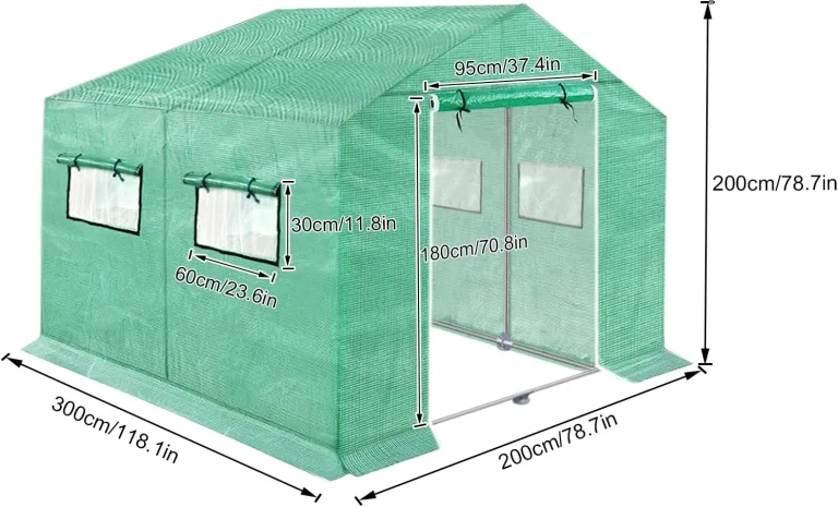Gewächshaus Foliengewächshaus 3x2x2m Gartengewächshäuser mit Fernster und Tür Treibhaus Tomatengewächshaus Tomatenhaus für Garten Pflanze, Grün – Bild 2