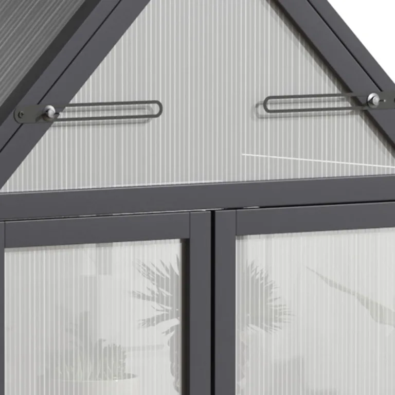 Outsunny Frühbeet Pflanzenbeet mit 3 Ebenen, aufklappbarem Dach wetterfest Mini Gewächshaus mit Doppeltüren Treibhaus aus Holz Polycarbonat Natur 70,5 x 42 x 132 cm – Bild 8