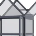 Outsunny Frühbeet Pflanzenbeet mit 3 Ebenen, aufklappbarem Dach wetterfest Mini Gewächshaus mit Doppeltüren Treibhaus aus Holz Polycarbonat Natur 70,5 x 42 x 132 cm - Thumbnail 6