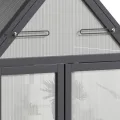 Outsunny Frühbeet Pflanzenbeet mit 3 Ebenen, aufklappbarem Dach wetterfest Mini Gewächshaus mit Doppeltüren Treibhaus aus Holz Polycarbonat Natur 70,5 x 42 x 132 cm - Thumbnail 8