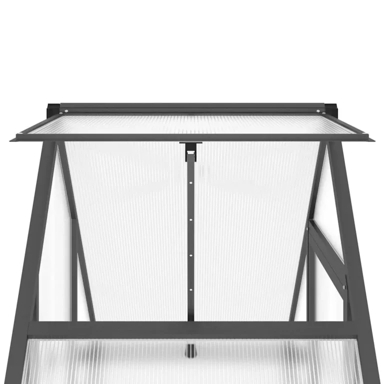 Rantry Aluminium-Gewächshaus, 0.98m², Anthrazit/Transparent, 5-fach verstellbares Lüftungsfenster, 169x58x202cm Model4005821 – Bild 9