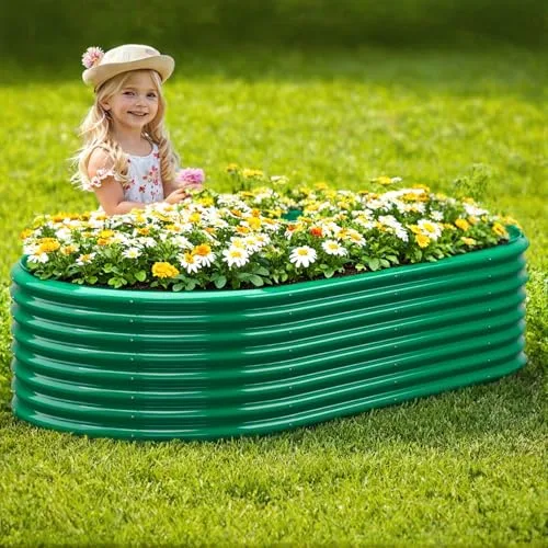 1 Stück Hochbeet Metall 180x90x60 cm Verzinkter Stahl Pflanzkübel Blumenkasten Garten Pflanzkasten Gemüsebeet Gartenbeet Pflanzbeet verzinkte Gartenkisten für den Außenbereich (180*90*60 cm) (Grün) – Bild 9