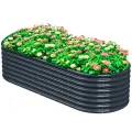 1 Stück Hochbeet Metall 180x90x60 cm Verzinkter Stahl Pflanzkübel Blumenkasten Garten Pflanzkasten Gemüsebeet Gartenbeet Pflanzbeet verzinkte Gartenkisten für den Außenbereich (180*90*60 cm) (Grün) - Thumbnail 7