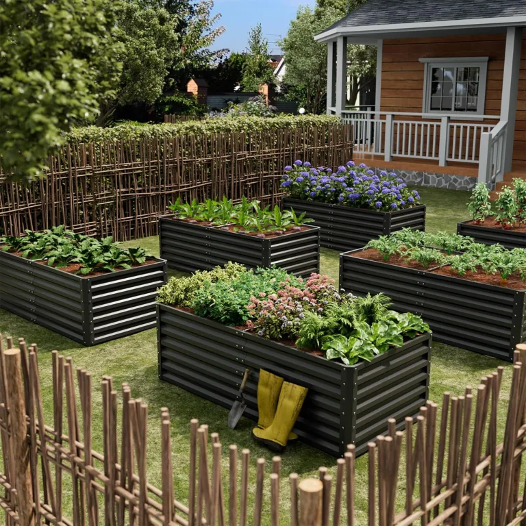 Amopatio Hochbeet Metall 2er-Set, Pflanzbeet Hochbeete für Garten, 180x90x60 cm, Hochbeete-kit 970 L für Gemüse Blumen Sukkulenten Kräuter, Blumenbeet & Pflanzentrog, Verzinkter Stahl, Schwarz – Bild 10