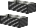 Amopatio Hochbeet Metall 2er-Set, Pflanzbeet Hochbeete für Garten, 180x90x60 cm, Hochbeete-kit 970 L für Gemüse Blumen Sukkulenten Kräuter, Blumenbeet & Pflanzentrog, Verzinkter Stahl, Schwarz - Thumbnail 1