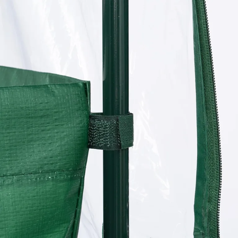 Relaxdays Gewächshaus Balkon, Pflanzsack, HxBxT: 153 x 89 x 49 cm, Foliengewächshaus, PVC-Folie, Stahl, transparent/grün – Bild 5