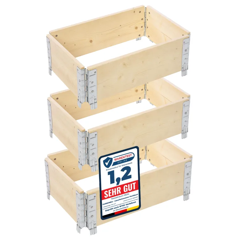 Garronda naturbelassene Hochbeete für Garten Palettenrahmen Hochbeet Holz steckbar stapelbar faltbar für Pflanzen Blumen Kräuter Obst und Gemüse Natural 1 Stück 80x30x20 cm GD-0141 – Bild 8