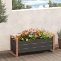 Grand patio Hochbeet Garten, Wetterfest, Metall Pflanzbeet mit Entwässerungslöcher, Blumenkasten für Outdoor, Balkon (100X38X91CM) - Thumbnail 9