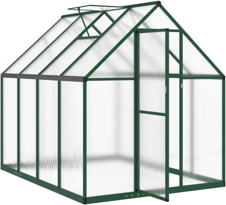 Gecheer Gewächshaus mit Fundamentrahmen Tomaten Treibhaus Tomatenhaus Frühbeet Garten Pflanzenhaus Gartenhaus Grün 224x169x195 cm Aluminimum – Bild 3
