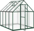 Gecheer Gewächshaus mit Fundamentrahmen Tomaten Treibhaus Tomatenhaus Frühbeet Garten Pflanzenhaus Gartenhaus Grün 224x169x195 cm Aluminimum - Thumbnail 3