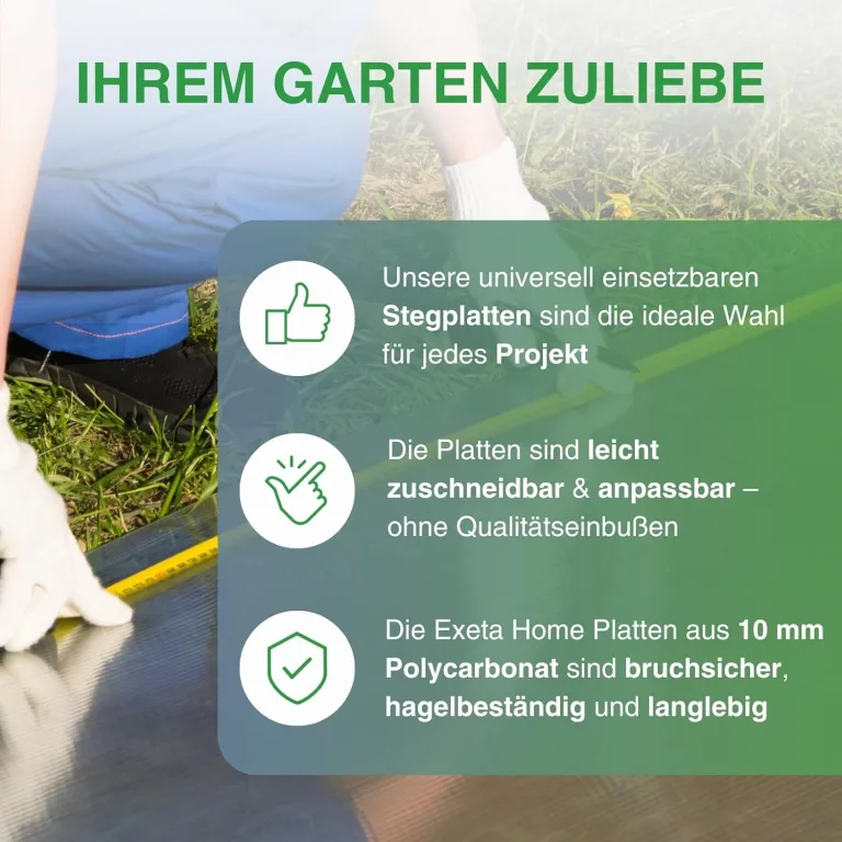 5x Gewächshausplatten 10mm I Polycarbonat Hohlkammerplatten für Gewächshäuser I PC Doppelstegplatten UV-beständig & bruchsicher I für Garten, Frühbeet uvm I 70cm x 150cm I Transparent – Bild 6
