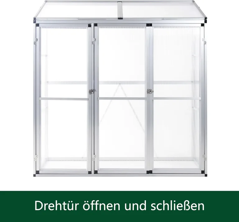 Aluminium Gewächshaus Beistell Tomatengewächshaus klein Dreitürig Treibhaus 182x52x190 cm – Bild 3
