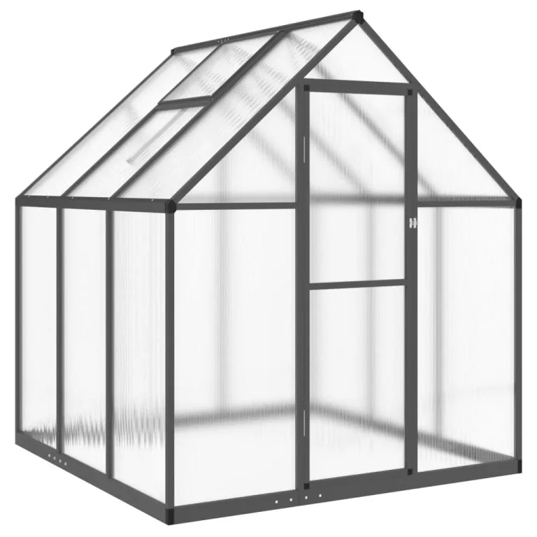 Rantry Gewächshaus für den Garten, Gestell Gewächshaus mit anthrazitfarbenem Fundament, 169 x 169 x 195 cm, aus Aluminium, Gewächshaus für den Garten, Gewächshaus für Pflanzen – Bild 2