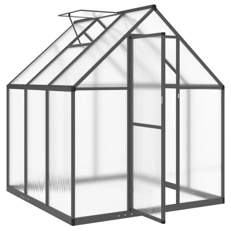 Rantry Gewächshaus für den Garten, Gestell Gewächshaus mit anthrazitfarbenem Fundament, 169 x 169 x 195 cm, aus Aluminium, Gewächshaus für den Garten, Gewächshaus für Pflanzen – Bild 6