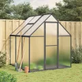 Rantry Gewächshaus für den Garten, Gestell Gewächshaus mit anthrazitfarbenem Fundament, 169 x 169 x 195 cm, aus Aluminium, Gewächshaus für den Garten, Gewächshaus für Pflanzen - Thumbnail 1