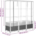 vidaXL Hochbeet mit Gewächshaus-Aufsatz, Pflanzbeet mit Eisenrohr-Rahmen, Gemüsebeet für Garten Terrasse Balkon, Pflanzkasten Frühbeet, Rattan-Optik - Thumbnail 5