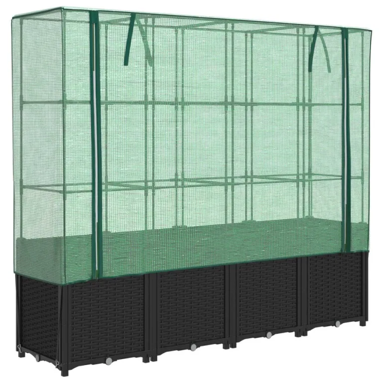 vidaXL Hochbeet mit Gewächshausabdeckung Rattanoptik 160x40x153 cm – Bild 9