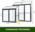 Anlehngewächshaus Tomaten Gewächshaus 180x55x190cm Aluminium Beistell-Gewächshaus, Treibhaus Gartenhaus Frühbeet mit Rückwand, Winterfest Klein, Minigewächshaus, Schwarz - Thumbnail 4