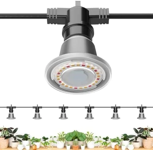SANSI Pflanzenlampe LED Vollspektrum für Zimmerpflanzen, IP54 Wasserdichte Pflanzenleuchte Lichterkette mit 6 Stücke E27 12W Wachstumslampe Birnen für Gewächshaus, Sämling, Blumen, Gemüse (6,7 Meter) – Bild 2