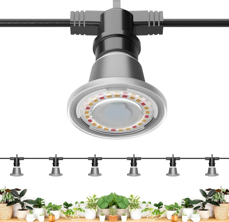 SANSI Pflanzenlampe LED Vollspektrum für Zimmerpflanzen, IP54 Wasserdichte Pflanzenleuchte Lichterkette mit 6 Stücke E27 12W Wachstumslampe Birnen für Gewächshaus, Sämling, Blumen, Gemüse (6,7 Meter) – Bild 1
