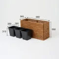 Pflanzkübel Holz – imprägniert wetterfest – mit herausnehmbarem Kunststoffeinsatz – Hochbeet Blumenkasten für Balkon Garten Terrasse (Horizontal-braun 98x36 H55 cm) - Thumbnail 3