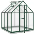 IKAYAA Gewächshaus Aluminium mit Fundament Gartenhaus Winterfest Gewächshaus Glas Glashaus Garten Tomatenhaus Frühbeet und Pflanzenhaus 169 x 169 x 202 cm Grün und transparent - Thumbnail 2