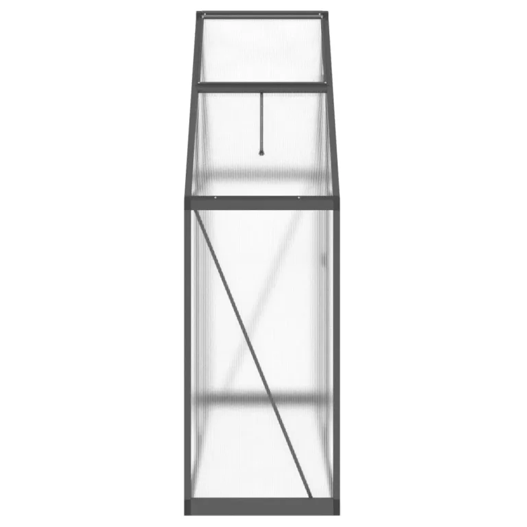 IKAYAA Gewächshaus Aluminium mit Fundament Gartenhaus Winterfest Gewächshaus Glas Glashaus Garten Tomatenhaus Frühbeet und Pflanzenhaus 169 x 58 x 195 cm Anthrazit und transparent – Bild 5