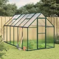 IKAYAA Gewächshaus Aluminium mit Fundament Gartenhaus Winterfest Gewächshaus Glas Glashaus Garten Tomatenhaus Frühbeet und Pflanzenhaus 169 x 58 x 195 cm Anthrazit und transparent - Thumbnail 9