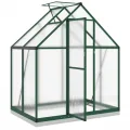 IKAYAA Gewächshaus Aluminium mit Fundament Gartenhaus Winterfest Gewächshaus Glas Glashaus Garten Tomatenhaus Frühbeet und Pflanzenhaus 169 x 114 x 202 cm Grün und transparent - Thumbnail 2