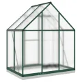 IKAYAA Gewächshaus Aluminium mit Fundament Gartenhaus Winterfest Gewächshaus Glas Glashaus Garten Tomatenhaus Frühbeet und Pflanzenhaus 169 x 114 x 202 cm Grün und transparent - Thumbnail 3