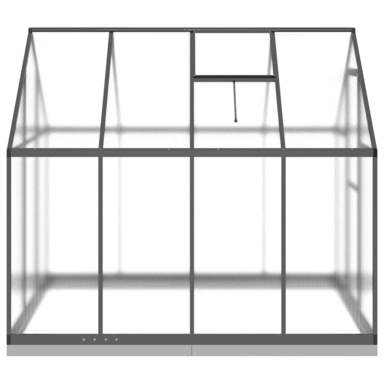 IKAYAA Gewächshaus Aluminium mit Fundament Gartenhaus Winterfest Gewächshaus Glas Glashaus Garten Tomatenhaus Frühbeet und Pflanzenhaus 224 x 169 x 202 cm Anthrazit und transparent – Bild 3