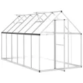 IKAYAA Gewächshaus Aluminium mit Fundament Gartenhaus Winterfest Gewächshaus Glas Glashaus Garten Tomatenhaus Frühbeet und Pflanzenhaus 334 x 169 x 195 cm Silbern und transparent - Thumbnail 3