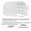 VEVOR Foliengewächshaus, 445 x 194 x 192 cm, Tomatengewächshaus, Treibhaus mit verzinktem Stahlrahmen, weißer PE-Abdeckung, aufrollbarer Reißverschlusstür und 8 Fenstern für den Außenbereich - Thumbnail 7
