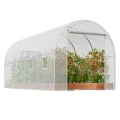 VEVOR Foliengewächshaus, 445 x 194 x 192 cm, Tomatengewächshaus, Treibhaus mit verzinktem Stahlrahmen, weißer PE-Abdeckung, aufrollbarer Reißverschlusstür und 8 Fenstern für den Außenbereich - Thumbnail 9