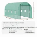 VEVOR Foliengewächshaus, 445 x 194 x 192 cm, Tomatengewächshaus, Treibhaus mit verzinktem Stahlrahmen, grüner PE-Abdeckung, aufrollbarer Reißverschlusstür und 8 Fenstern für den Außenbereich - Thumbnail 7